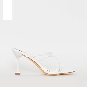 SIMMI White Snake Print Strappy Midi Heel Mules
